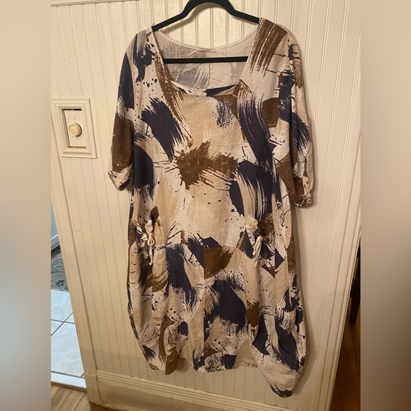 Cristina Vergani Linen Blend Loose Fitting Large Dress - Picture 1 of 10